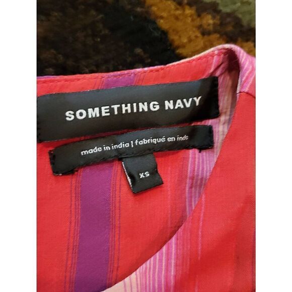 Something Navy Arielle Charnas Striped Goji Bold Summer Mini Dress Pink XS - Picture 5 of 6
